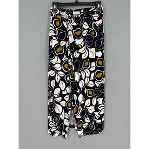 Anthropologie Meadow Rue Skirt Women Small Black Midi Ruched Boho Floral Stretch